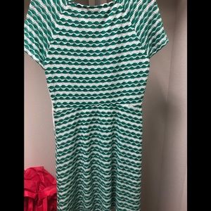 Green and white dress